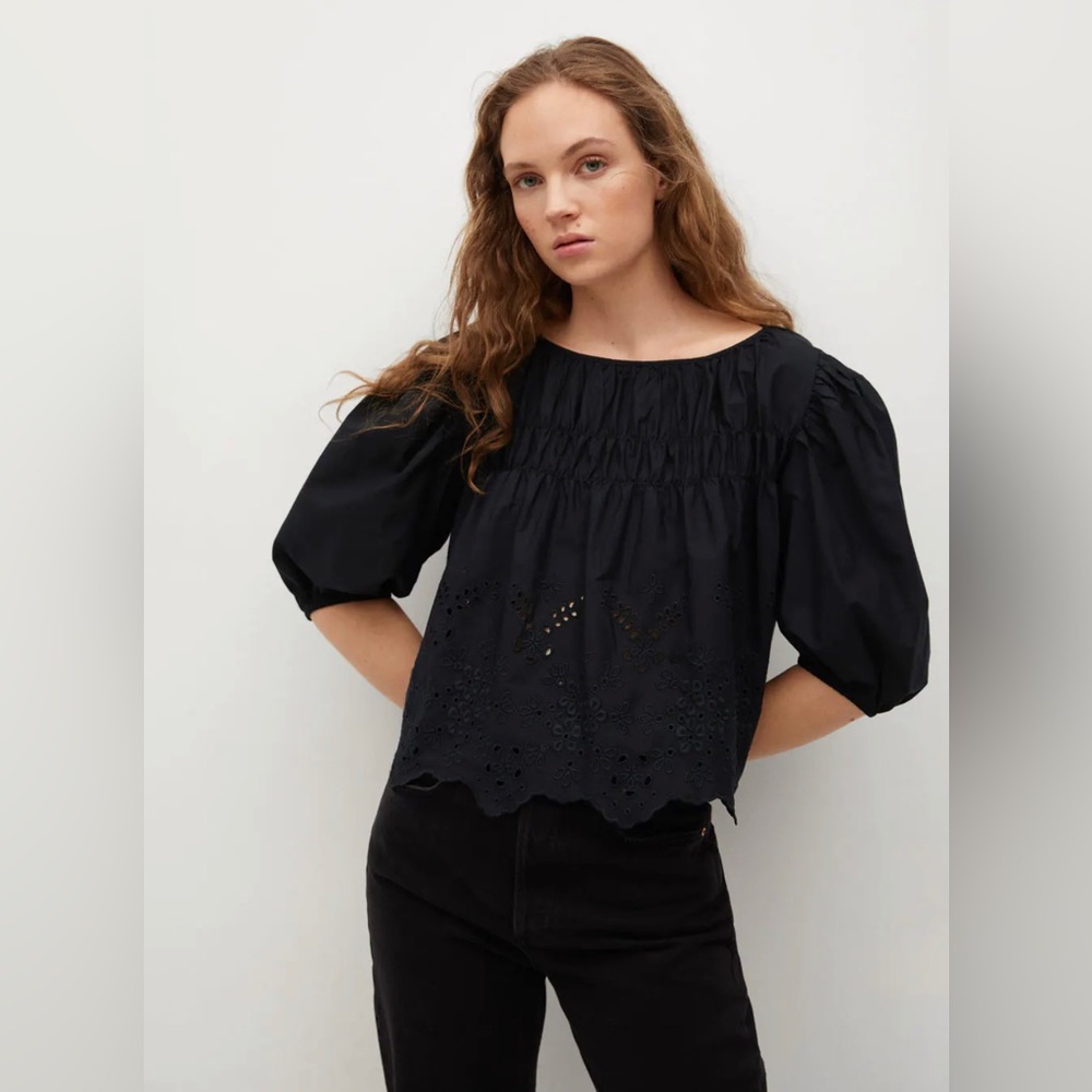 Mango Embroidered Smock Top - never worn